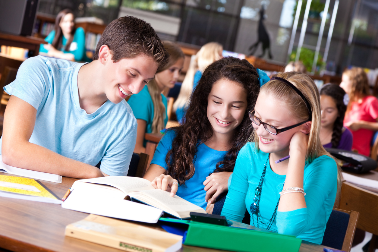 Silver _ Happy high school students studying together in the library iStock_155133776.jpg